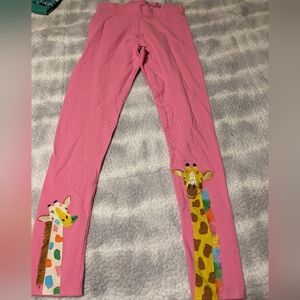 Mini Boden Pink Giraffe Kids Leggings Size 11-12 Nwt